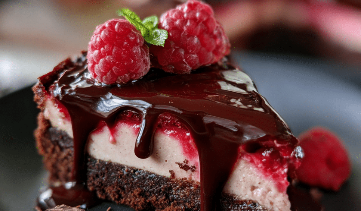 Dark Chocolate Raspberry Cheesecake