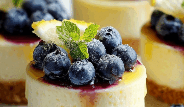 Mini Lemon Blueberry Cheesecakes