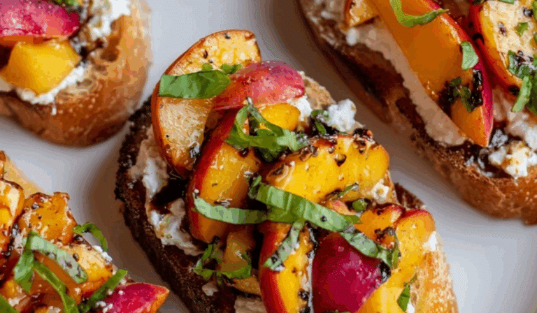 Peach Bruschetta With Whipped Ricotta