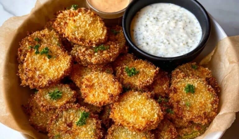 Air Fryer Fried Pickles with dipping sauces