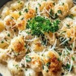 Creamy Crack Chicken Gnocchi in bowl with bacon and cheese