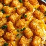 Tater Tot Casserole With Ground Beef baked to golden perfection