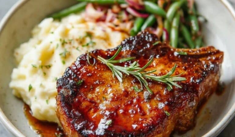 Brown Sugar Pork Chops skillet caramelized glaze