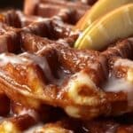 Apple Fritter Waffle Donuts breakfast stack with glaze