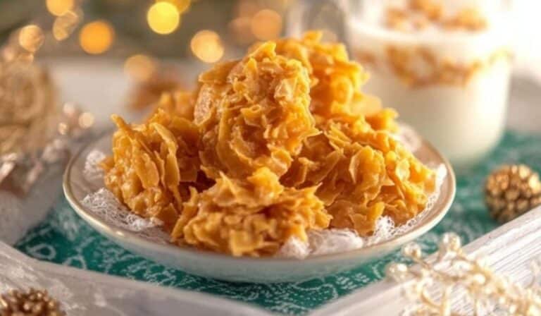 Cornflake Candy in rustic kitchen bowl