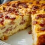 Bacon and Cheese Crustless Quiche golden brown breakfast