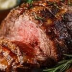 Classic Christmas Prime Rib on holiday table
