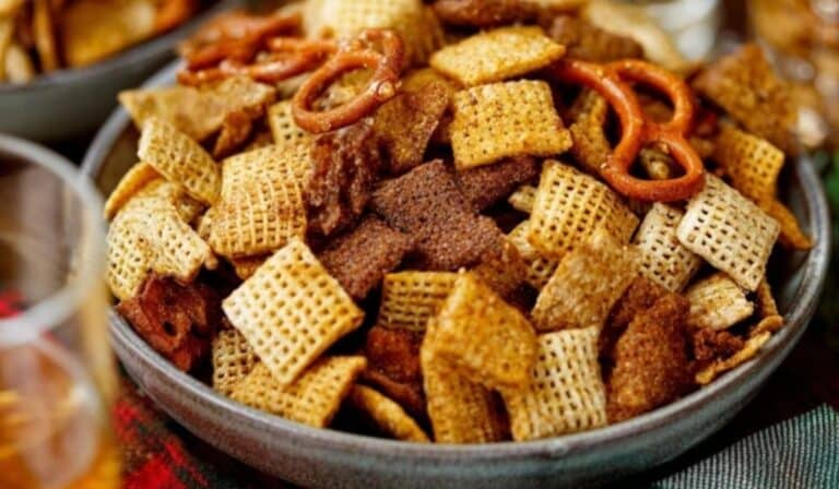 The Best Extra Bold Savory Chex Mix in a bowl