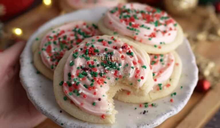 Crumbl Christmas Sugar Cookies on a festive plate