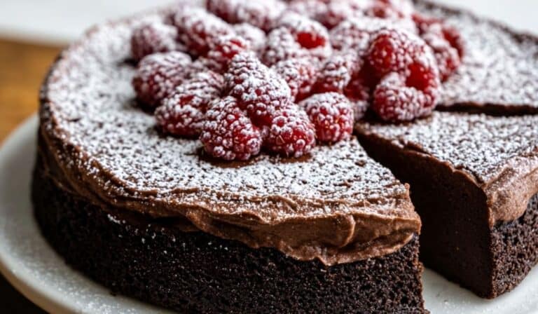 Flourless Chocolate Cake on Plate