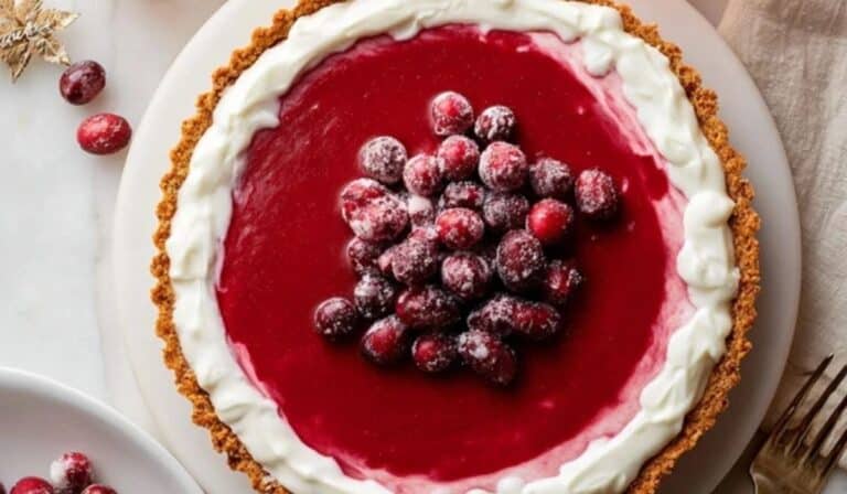 Cranberry Curd Tart on Holiday Table