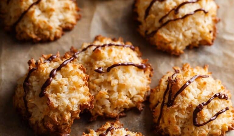 Almond Butter Coconut Macaroons freshly baked with golden edges