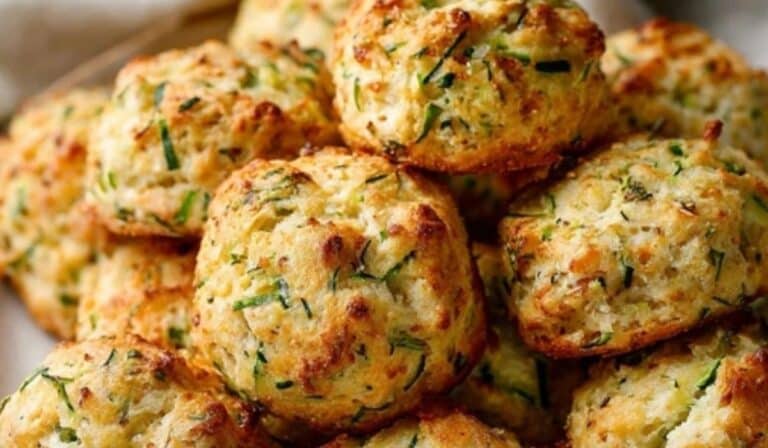 Zucchini Biscuits (Parmesan Herb) on a rustic table