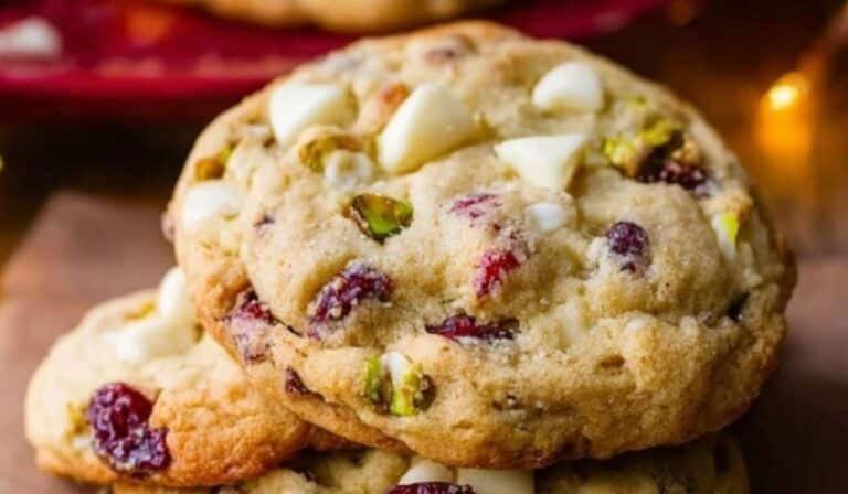 White Chocolate Cranberry Pistachio Cookies