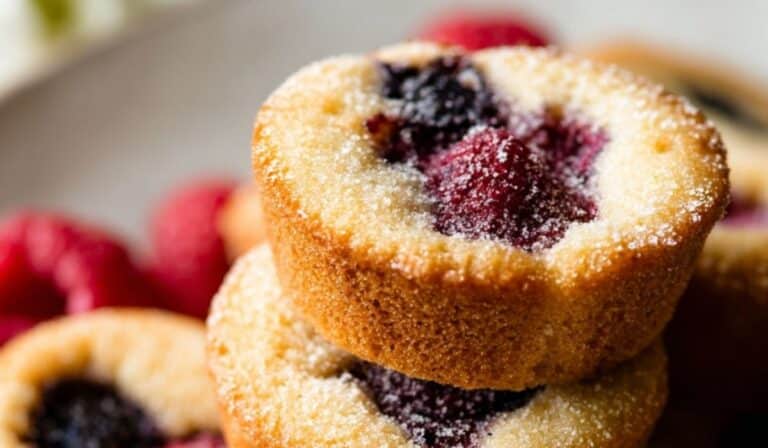 Brown Butter Berry Tea Cakes on white plate