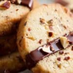 Toasted Hazelnut Slice & Bake Cookies with Milk Chocolate on rustic plate