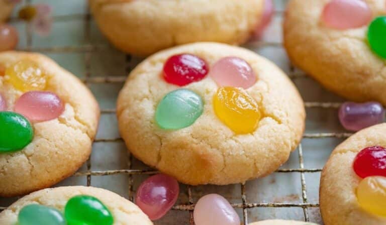Jelly Bean Sugar Cookies fresh on cooling rack