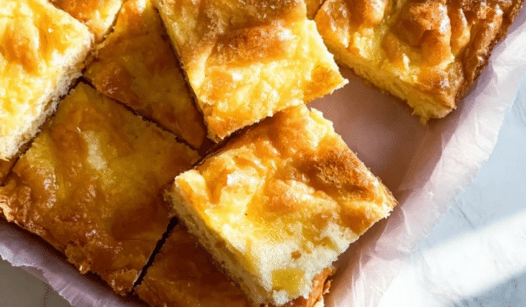 Neiman Marcus Cake bars with gooey cream cheese layer and golden top
